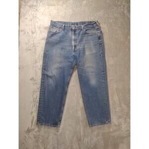Levi 550 Mens Blue Straight Leg Jeans 42x30 - Distressed